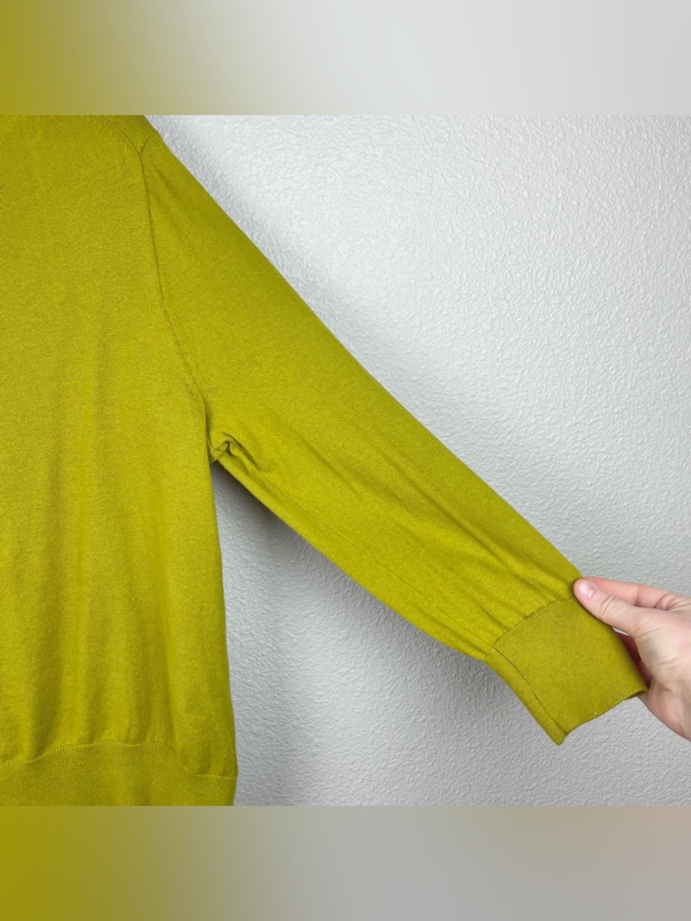 J. Crew Women's Large Chartreuse 3/4 Sleeve Button Front 100% Cotton Cardigan - Picture 15 of 16